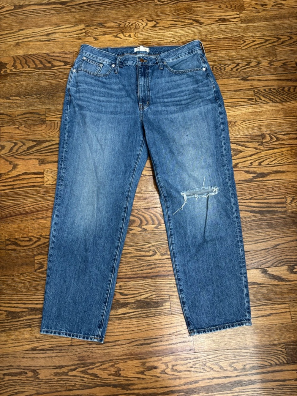 Madewell “The Slouchy Boyfriend” Distressed Blue Jeans